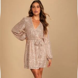 Lulu's sequin wrap mini dress special occasion new with tags size Medium